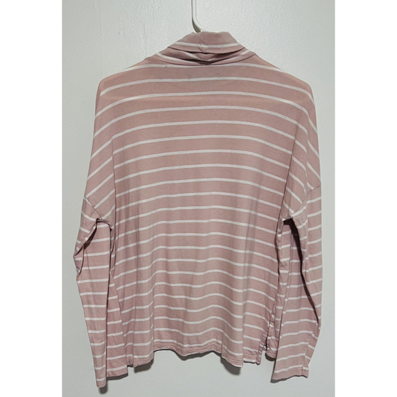 Abercrombie & Fitch A&F Turtleneck Women’s XL Pink White Striped Knit Top - Picture 3 of 3